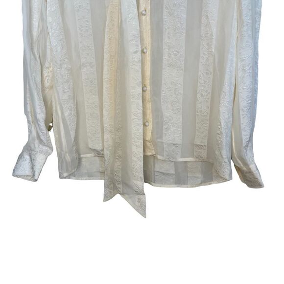 Tory Burch New Ivory Floral Chiffon Bow Blouse Size 4 - Picture 6 of 11